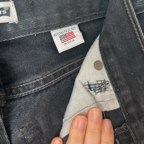 Redone Levi’s black jeans size 25 high rise long inseam straight leg 90s - Picture 10 of 13